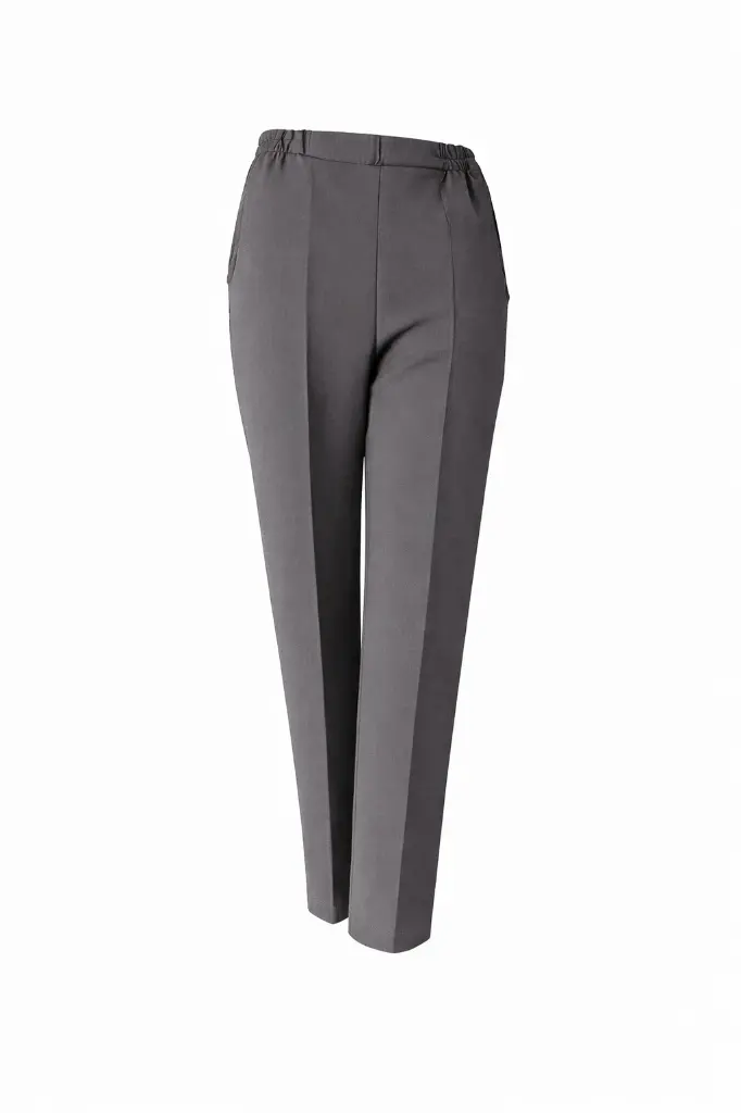 Pantalon gris féminin sur fond blanc.webp