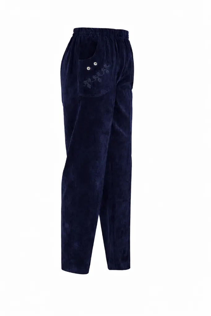 Pantalon en velours bleu marine.webp