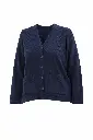 Cardigan bleu marine texturé sur fond blanc.webp