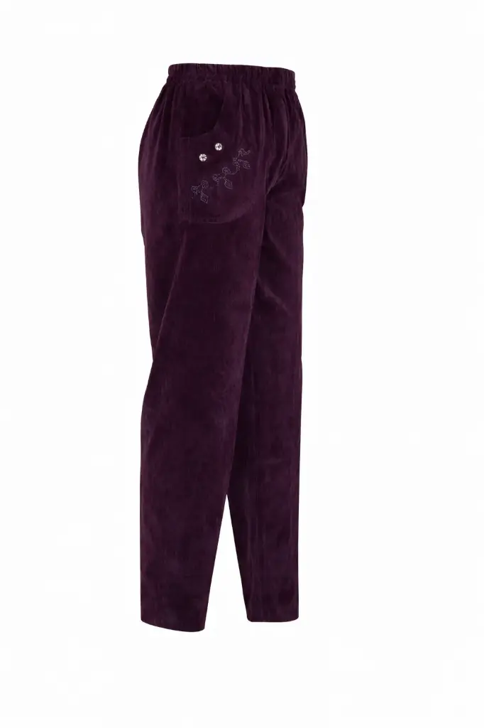 pantalon velours (T1, Prune)