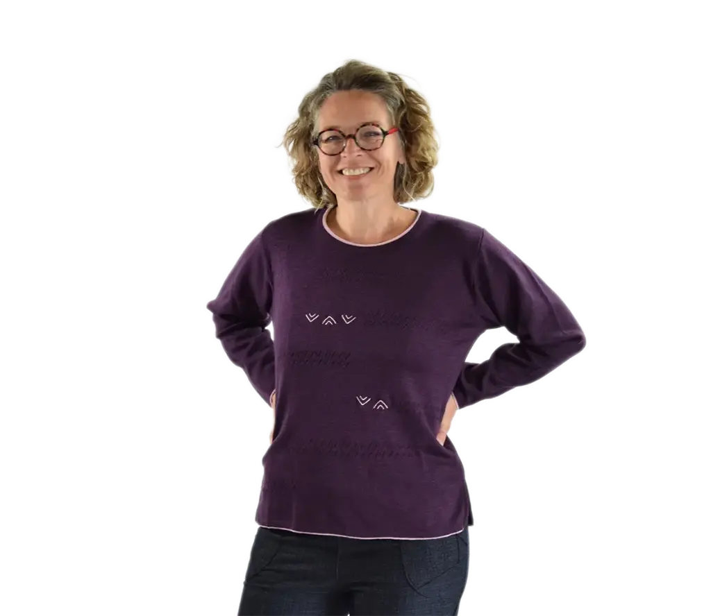 PULL COL ROND MALAGA  (S, Prune)