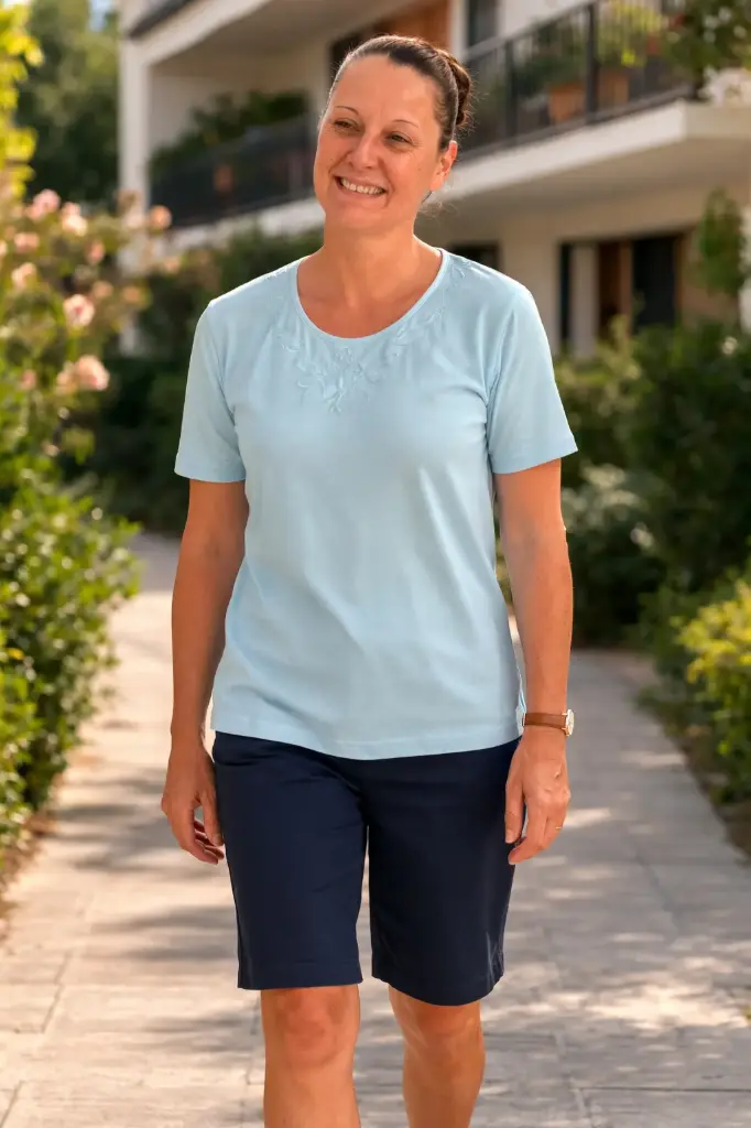 T-SHIRT Brodé (M, bleu)