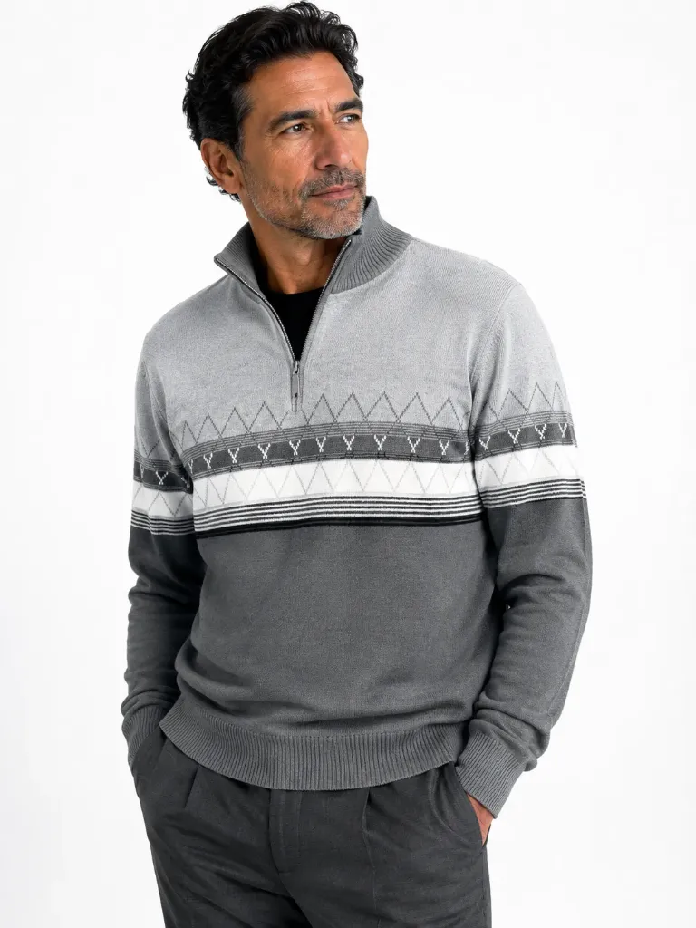 PULL ZIP 853 (M, bleu marine)