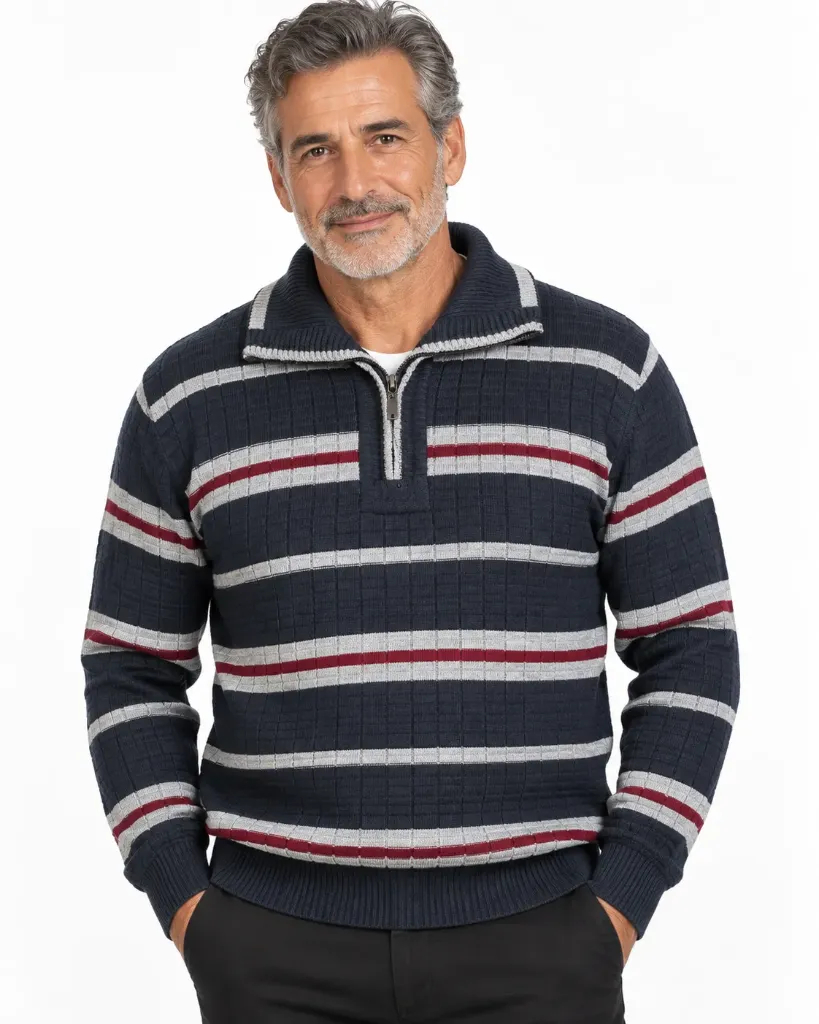 PULL zip  REF 853 (M, bleu marine)